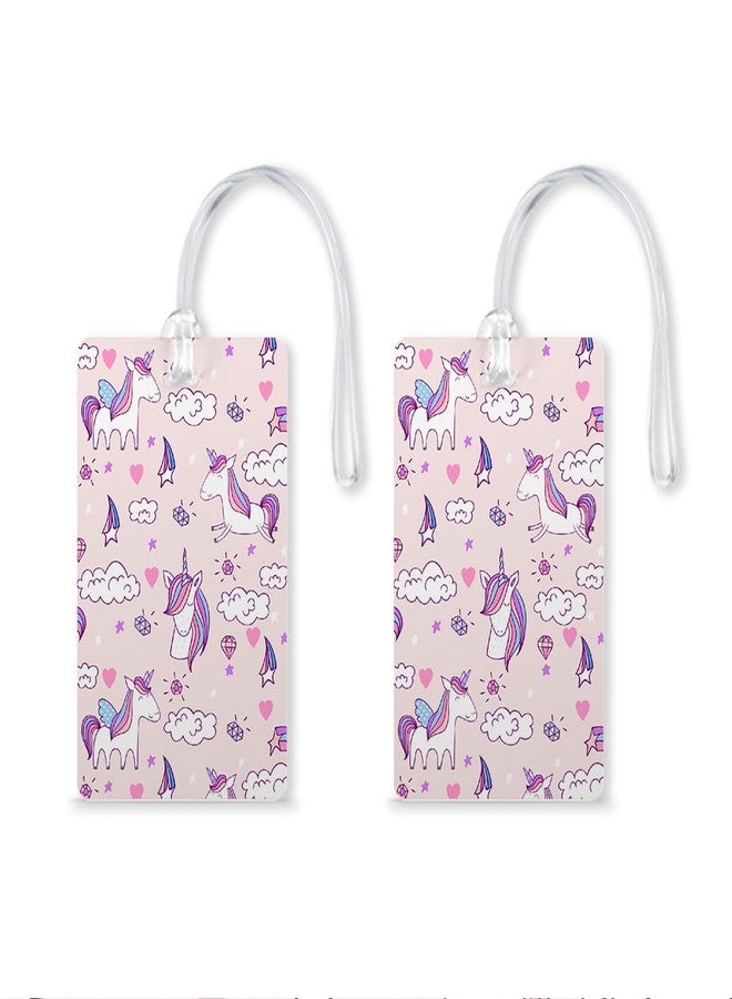 100yellow® Unicorn Luggage Tags, Bag Tag Travel Id Labels Tag for Baggage Suitcases Bags with Silicon ( Pack of 2 ) - Image 1